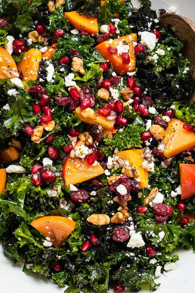 Persimmon Pomegranate Kale Salad