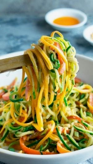 Thai Peanut Zucchini Zoodles with Optional Salmon
